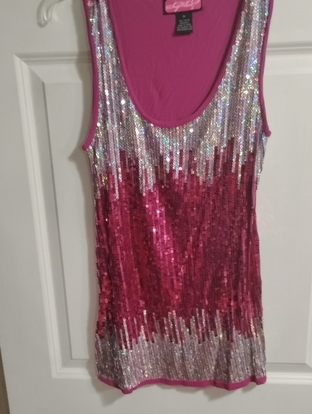 Say What? Pink and Silver Sequin Tank